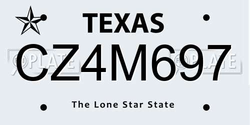 CZ4M697 Texas License Plate