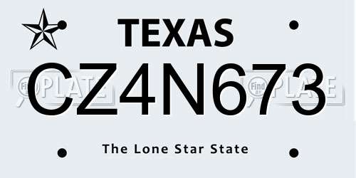 CZ4N673 Texas License Plate