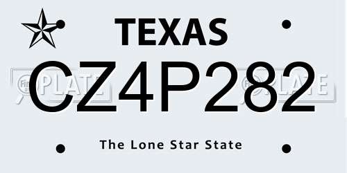CZ4P282 Texas License Plate