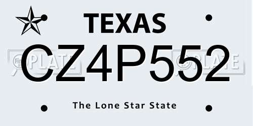 CZ4P552 Texas License Plate