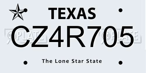 CZ4R705 Texas License Plate