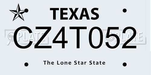 CZ4T052 Texas License Plate