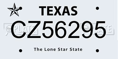 CZ56295 Texas License Plate