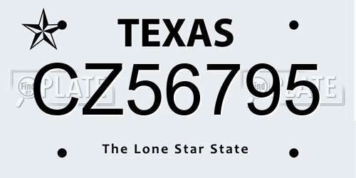CZ56795 Texas License Plate