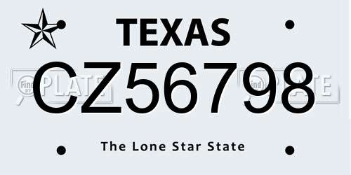CZ56798 Texas License Plate