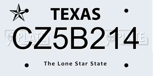 CZ5B214 Texas License Plate