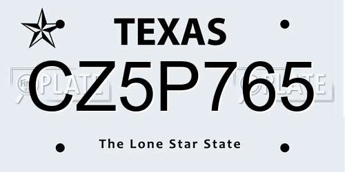 CZ5P765 Texas License Plate