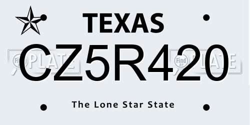 CZ5R420 Texas License Plate