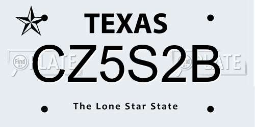CZ5S2B Texas License Plate