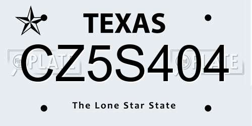 CZ5S404 Texas License Plate