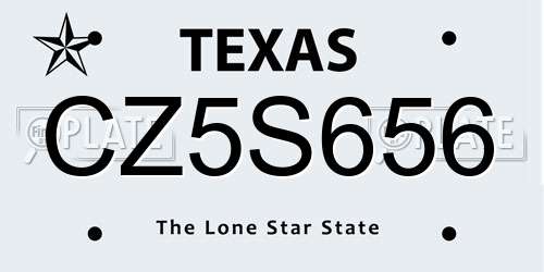 CZ5S656 Texas License Plate