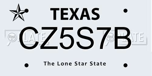 CZ5S7B Texas License Plate