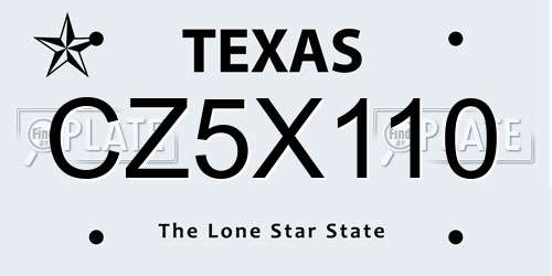 CZ5X110 Texas License Plate