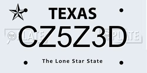 CZ5Z3D Texas License Plate