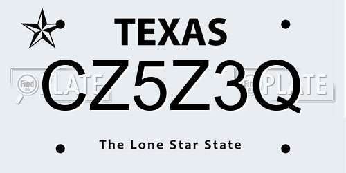 CZ5Z3Q Texas License Plate