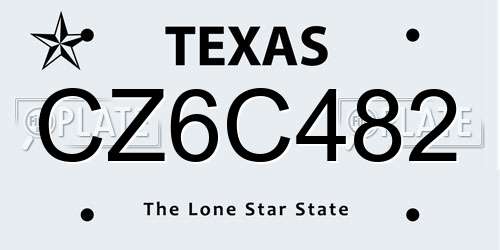 CZ6C482 Texas License Plate
