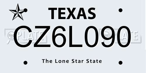CZ6L090 Texas License Plate