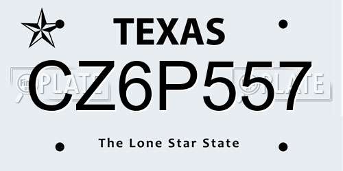 CZ6P557 Texas License Plate