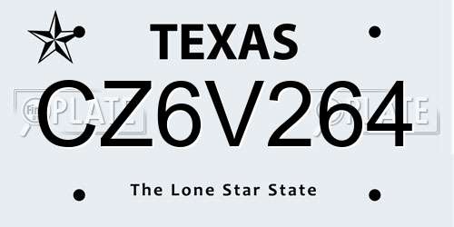 CZ6V264 Texas License Plate