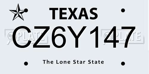 CZ6Y147 Texas License Plate