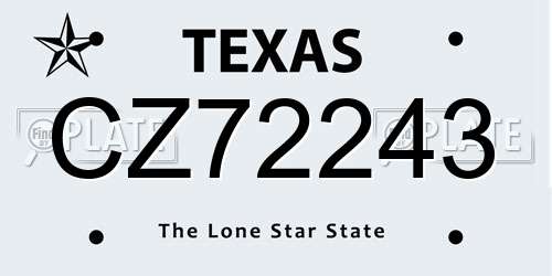 CZ72243 Texas License Plate