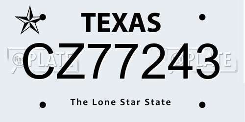 CZ77243 Texas License Plate
