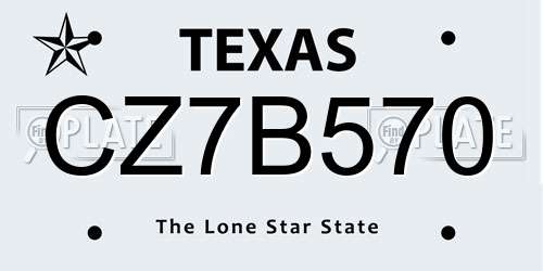 CZ7B570 Texas License Plate