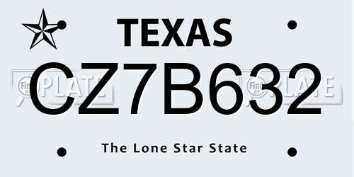 CZ7B632 Texas License Plate