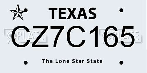 CZ7C165 Texas License Plate