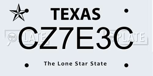 CZ7E3C Texas License Plate