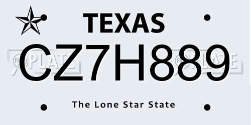 CZ7H889 Texas License Plate