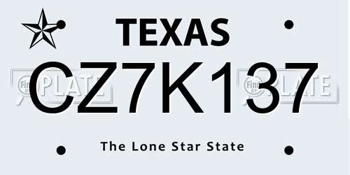 CZ7K137 Texas License Plate