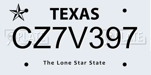 CZ7V397 Texas License Plate