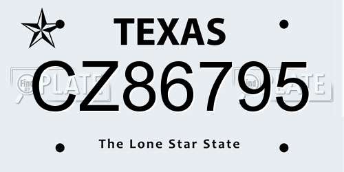 CZ86795 Texas License Plate