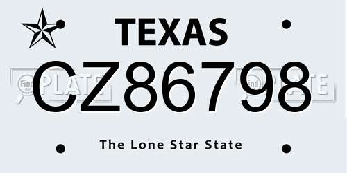 CZ86798 Texas License Plate