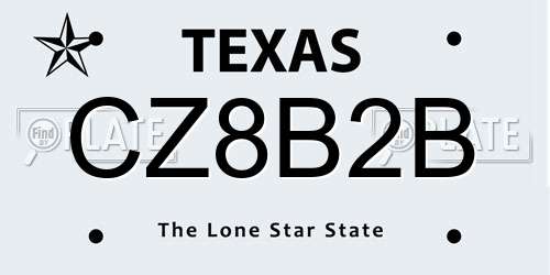 CZ8B2B Texas License Plate
