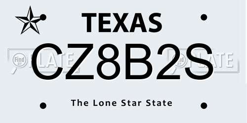 CZ8B2S Texas License Plate