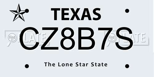 CZ8B7S Texas License Plate