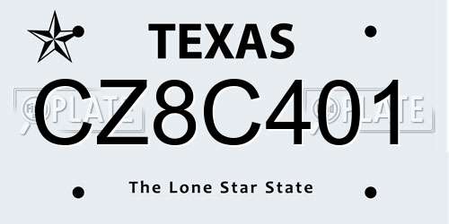 CZ8C401 Texas License Plate