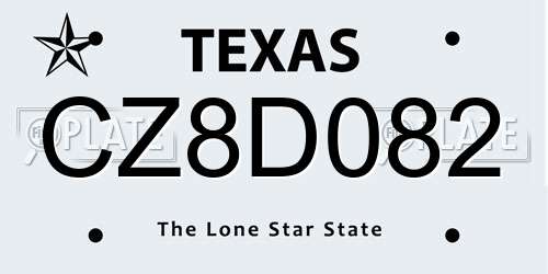CZ8D082 Texas License Plate