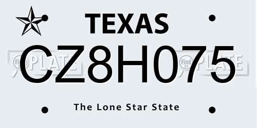 CZ8H075 Texas License Plate