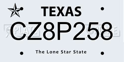 CZ8P258 Texas License Plate