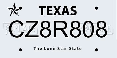 CZ8R808 Texas License Plate