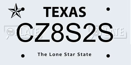 CZ8S2S Texas License Plate