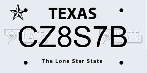 CZ8S7B Texas License Plate
