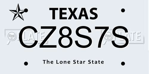 CZ8S7S Texas License Plate