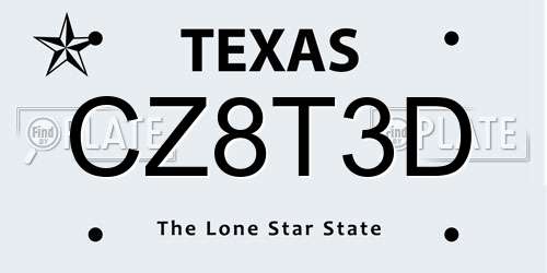 CZ8T3D Texas License Plate