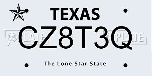 CZ8T3Q Texas License Plate