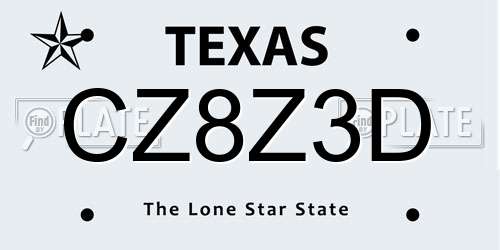 CZ8Z3D Texas License Plate