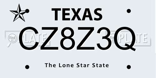 CZ8Z3Q Texas License Plate